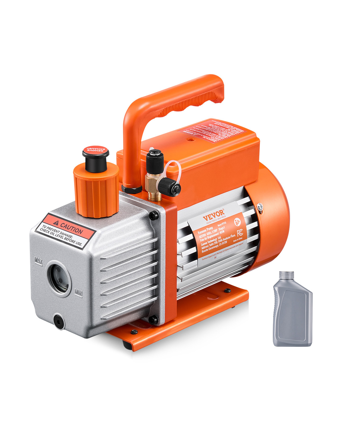 VEVOR Vacuum Pump 4 CFM HVAC Single Stage Rotary Vane Vacuum Pump Oil Included