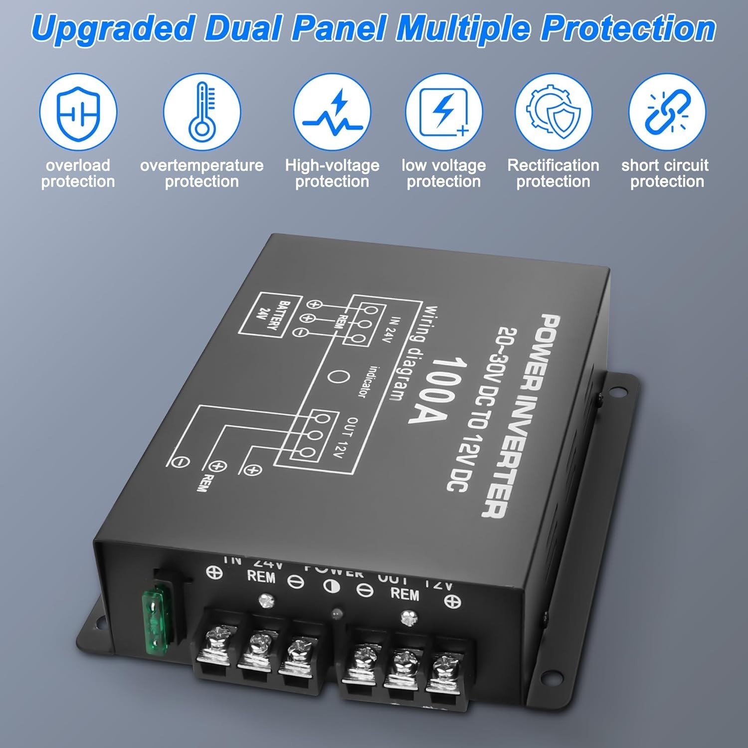24V to 12V DC Step-Down Converter 100A 1200W for Car Truck Vehicle