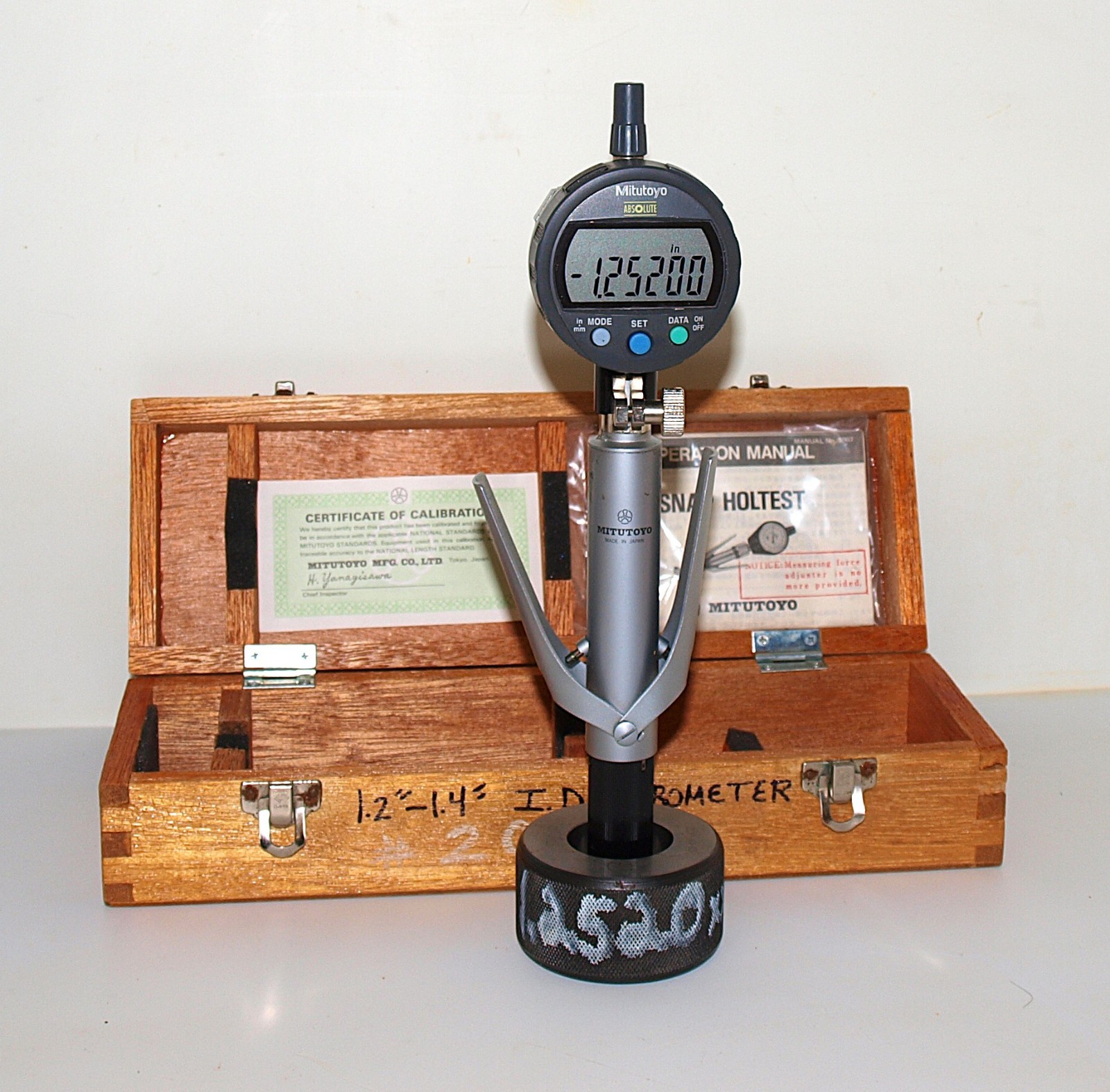 MITUTOYO 1.2-1.4″ HOLTEST 3 POINT BORE GAGE with DIGIMATIC INDICATOR. TESTED
