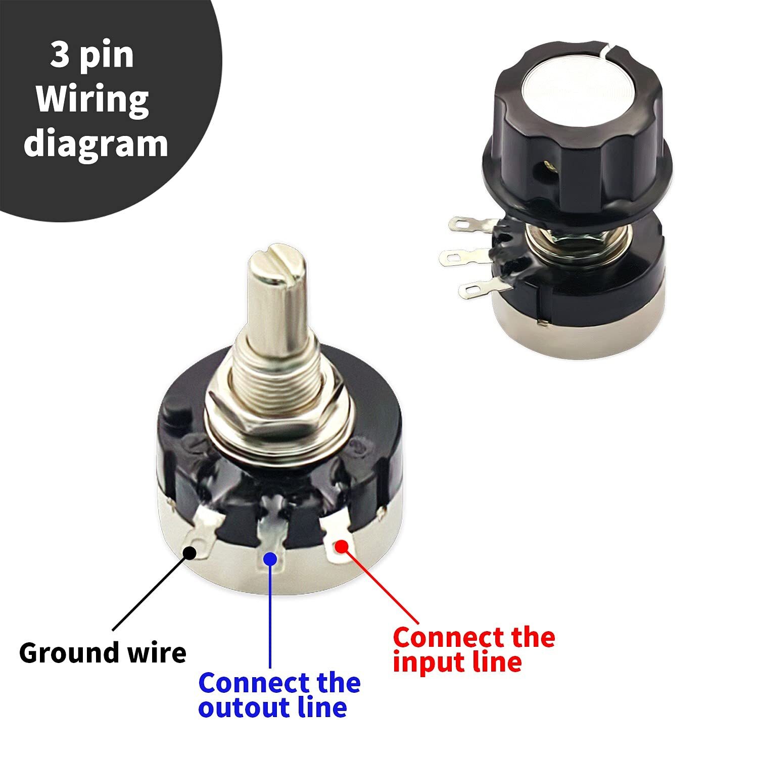 RV24YN20S B103 10K ohm Single Turn Carbon Film Rotary Taper Potentiometer HO