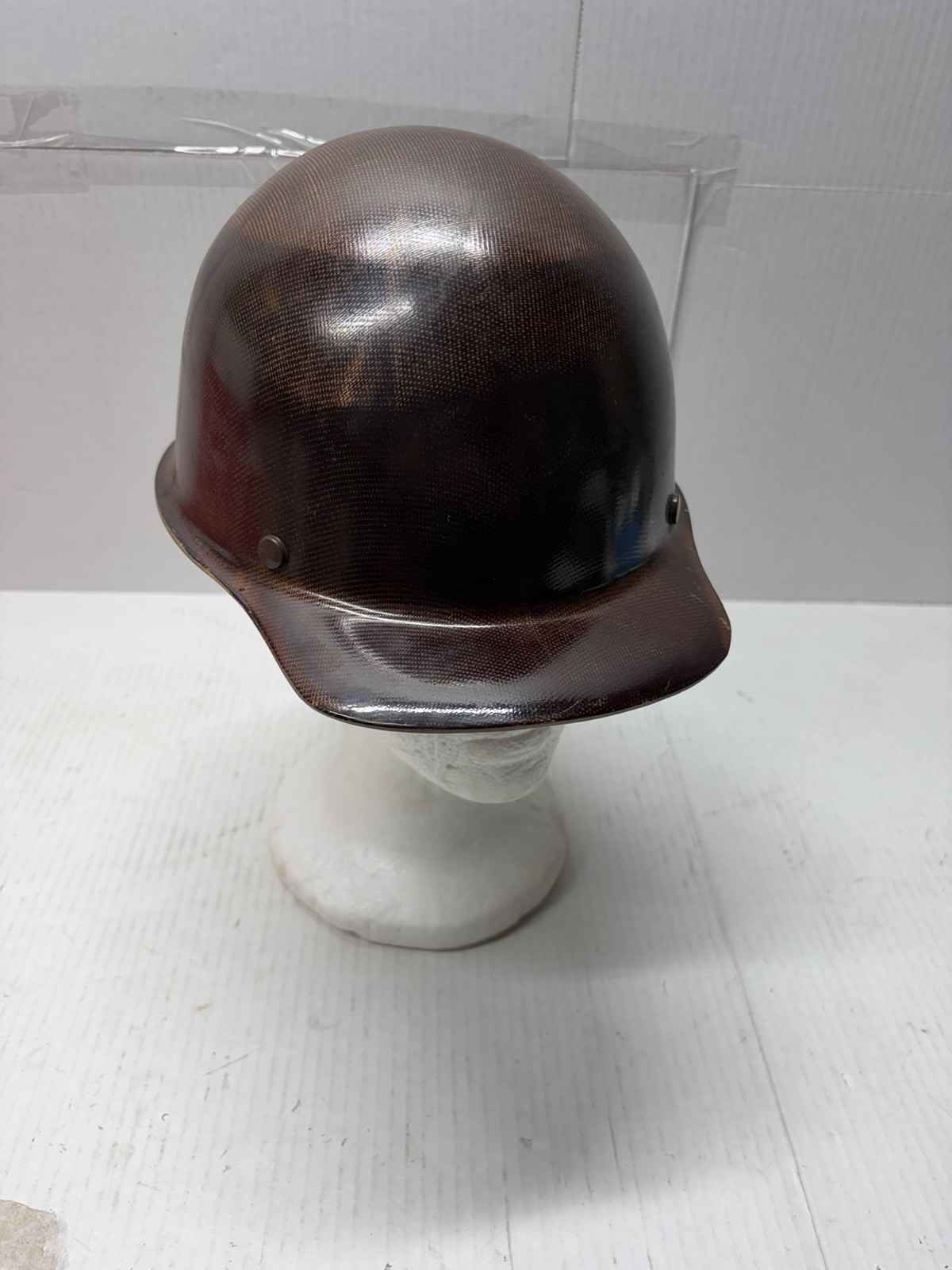 Vintage 1969 MSA Skullgard Fiberglass Brown Hard Hat USA Great Con Class A