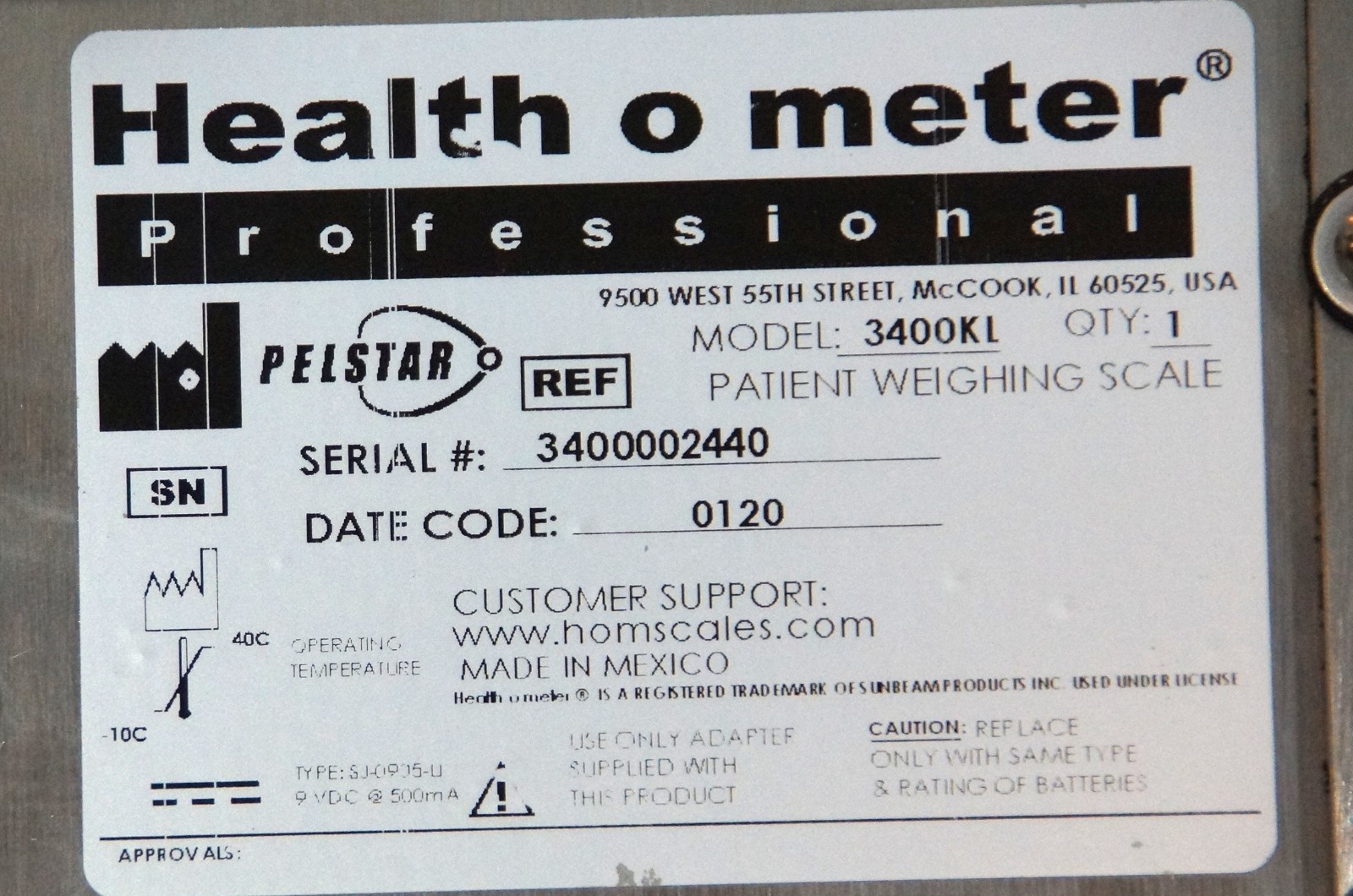 Health-o-Meter 3400KL Digital Lap Sponge Organ Scale w/ Pan Powers On Functional