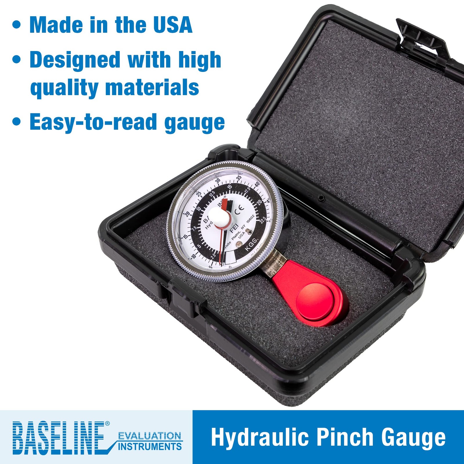 Baseline Hydraulic Pinch Gauge 50 lb Capacity Hand Strength Tester Made in USA