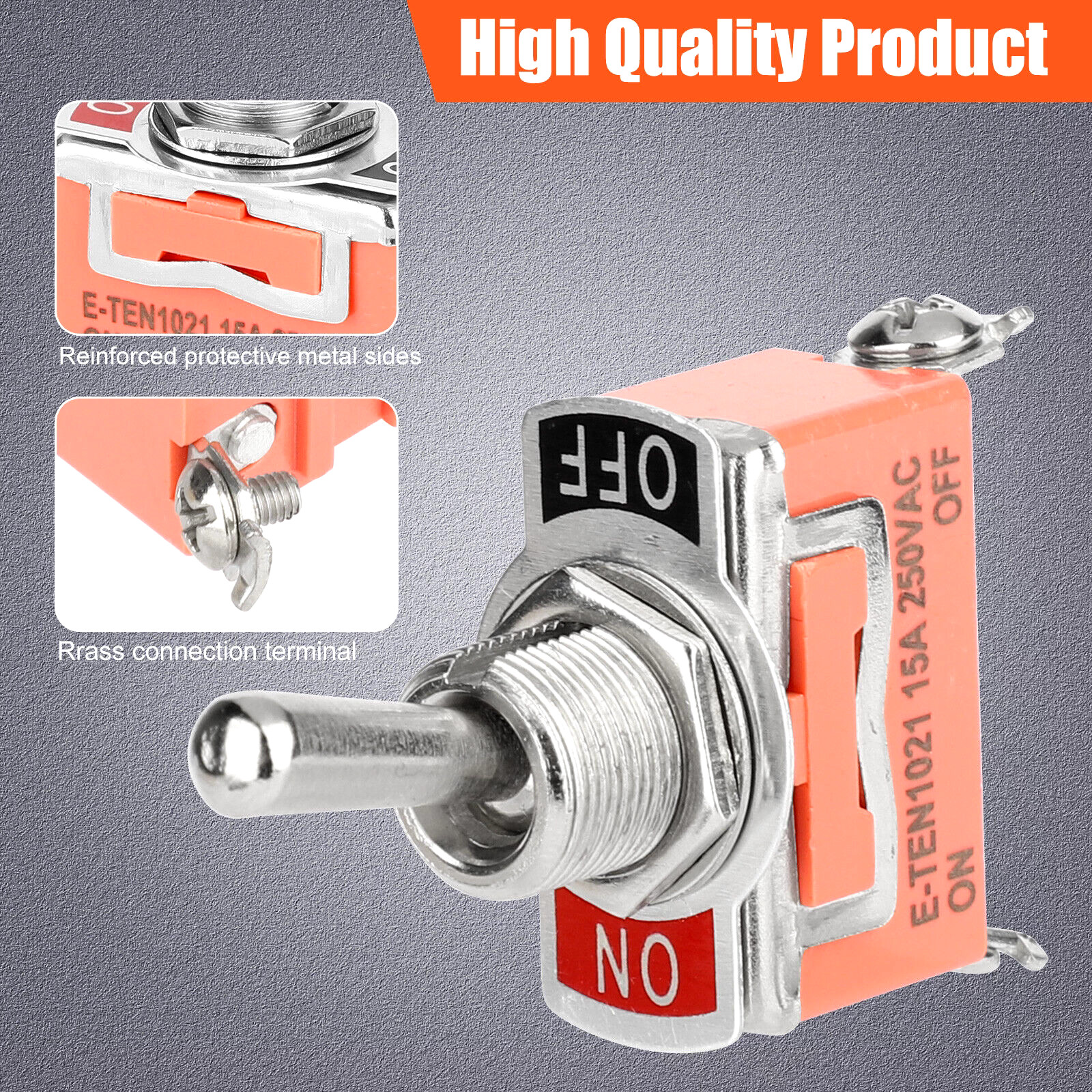 10x Waterproof Heavy Duty Toggle Switch ON/OFF 2 Terminal Car Boat SPST 15A 250V