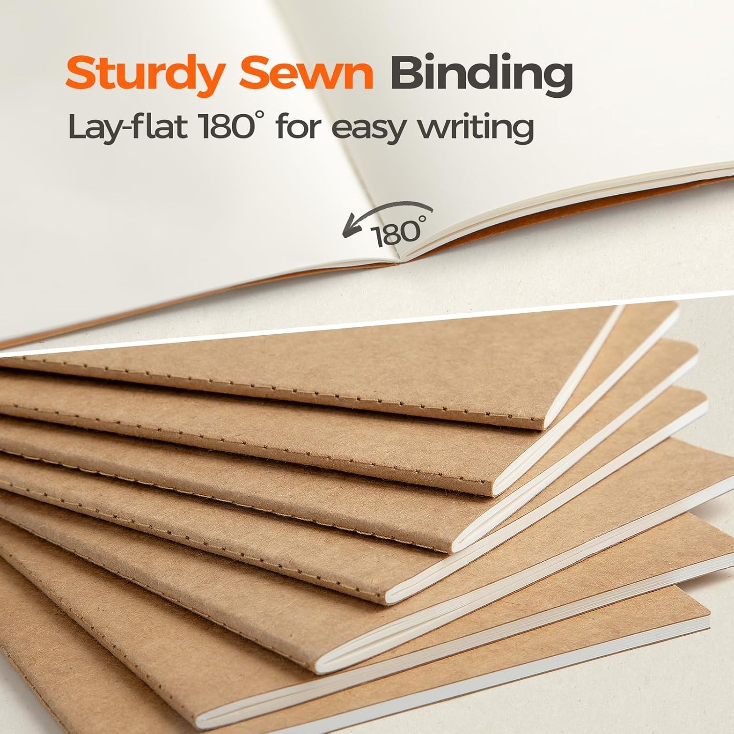 24 Pack Blank Kraft Notebooks A5, Bulk Unlined Composition Journals, 80gsm FS…