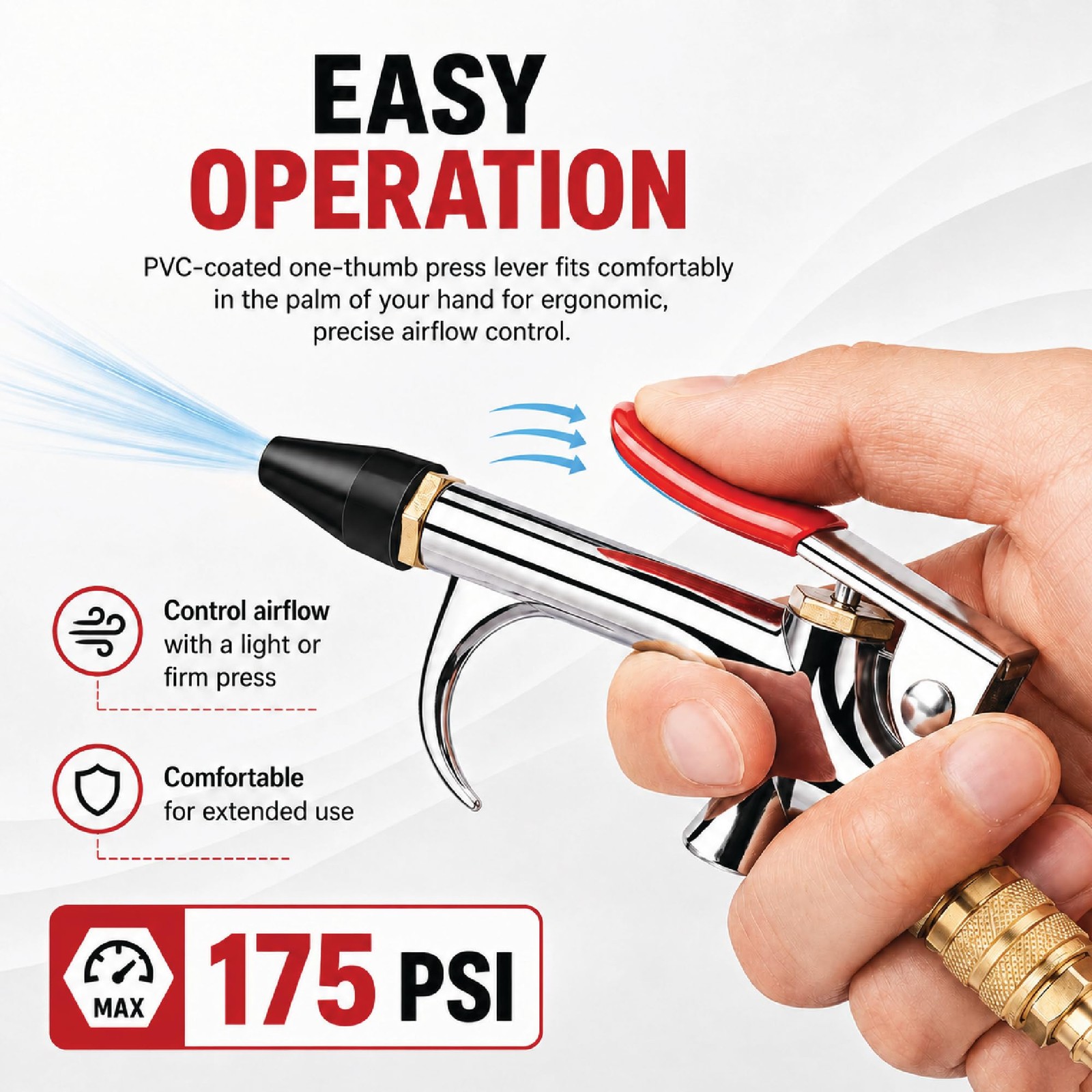 LAUCO Air Blow Gun Set Kit with 10 Interchangeable Nozzles, Blow Gun with