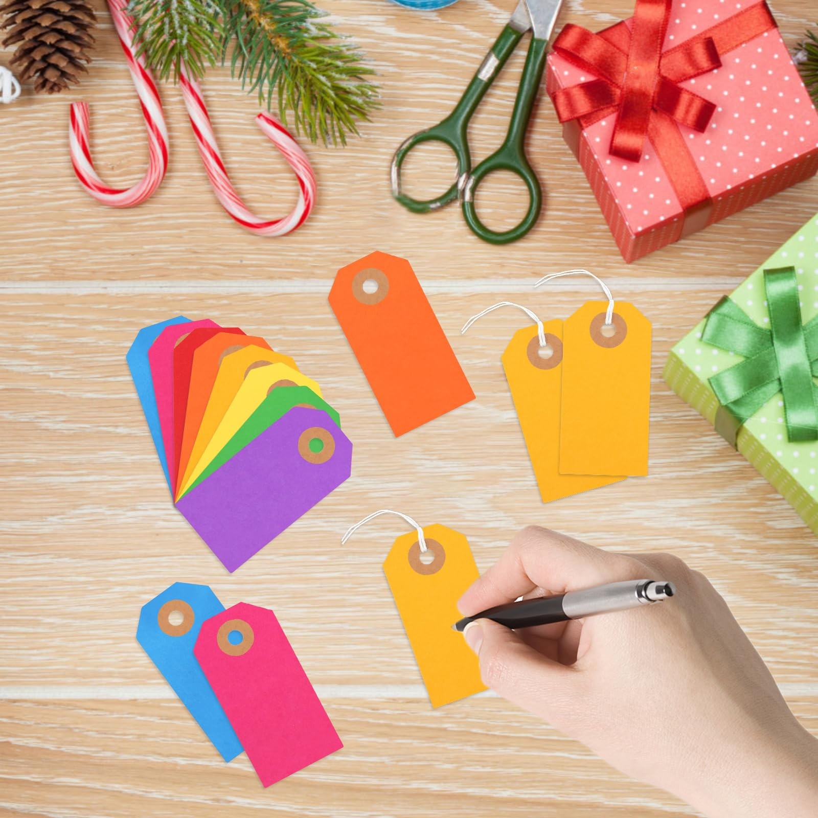 120PCS Blank Shipping Tag, 2 3/4 x 1 3/8 inches 2 x 1 Inch, Rainbow