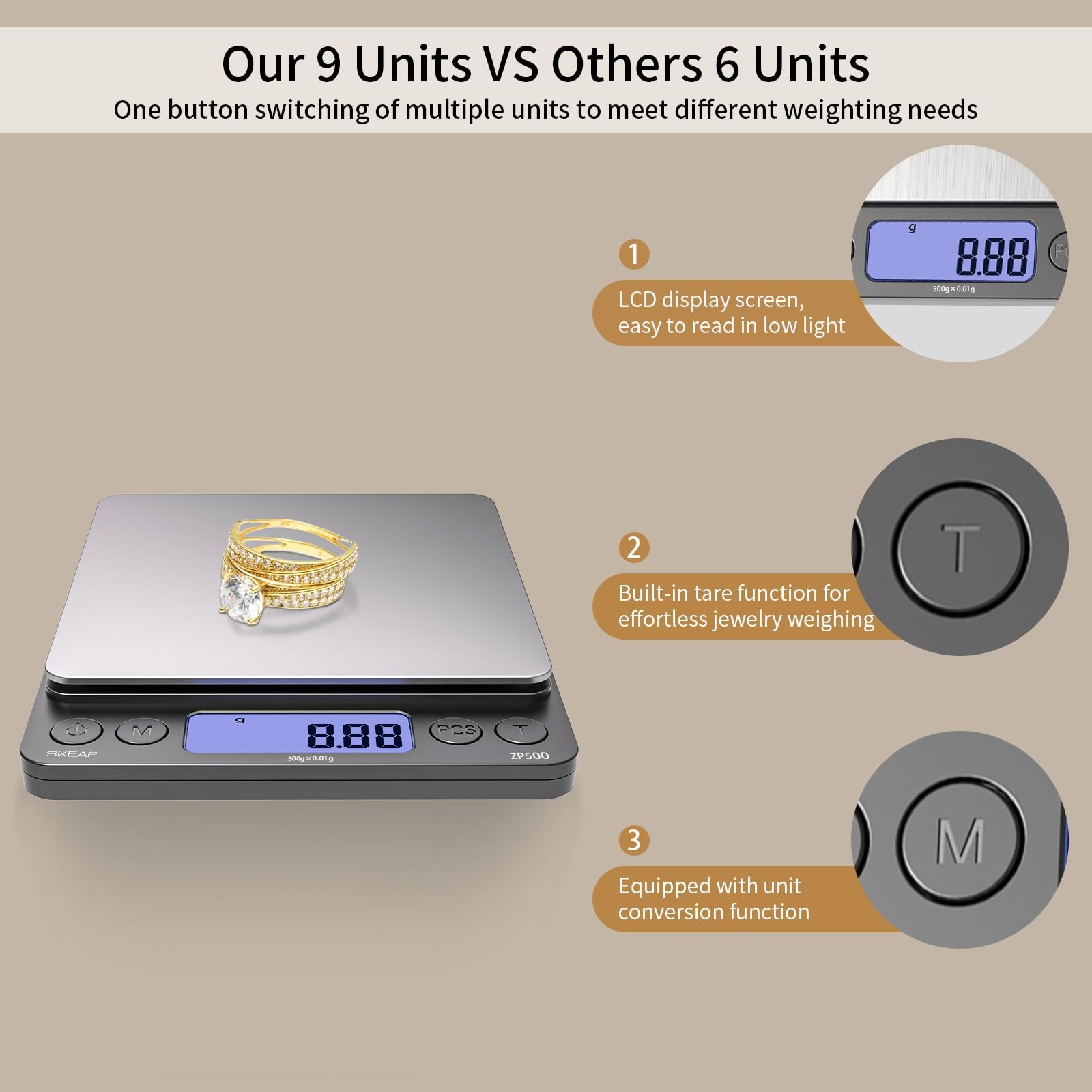 Digital Jewelry Scale – 500g x 0.01g Precision Gold Scale for Jewelers & Coll…