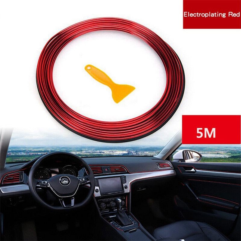 Decoration Car Interior Exterior Styling 5M Red Molding Strip Gap Trim Edge