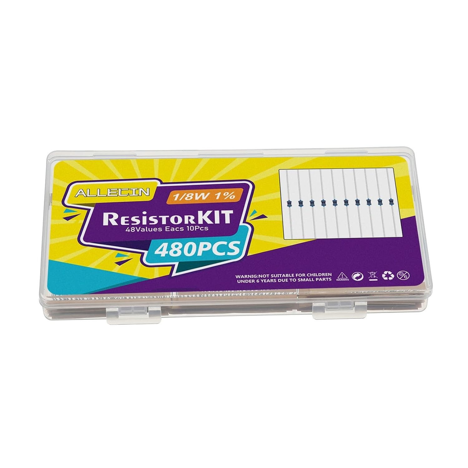 1/8 Watt Resistor Assortment Kit – 48 Values from 1 Ohm to 6.8M Ohm for Projects