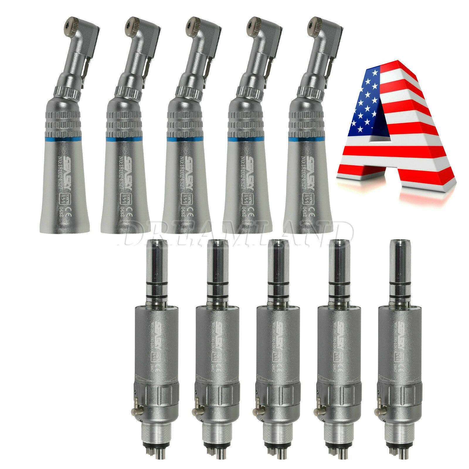 NSK Style Dental Slow Speed Latch Contra Angle / Air Motor E-type Attach 4 Holes
