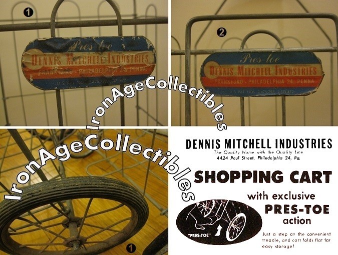1940s Folding Metal Shopping Carts, Child’s & Adult Size Wire Basket Collapsible