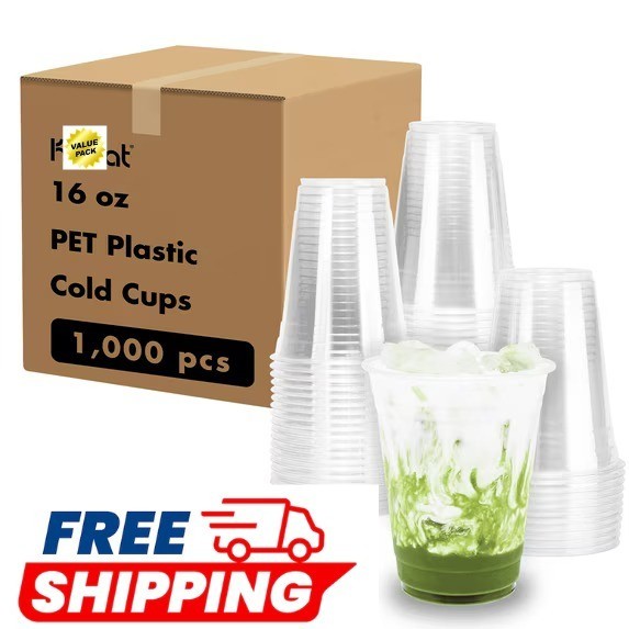 16 oz PET Plastic Cold Cups (98mm) – 1,000 CT