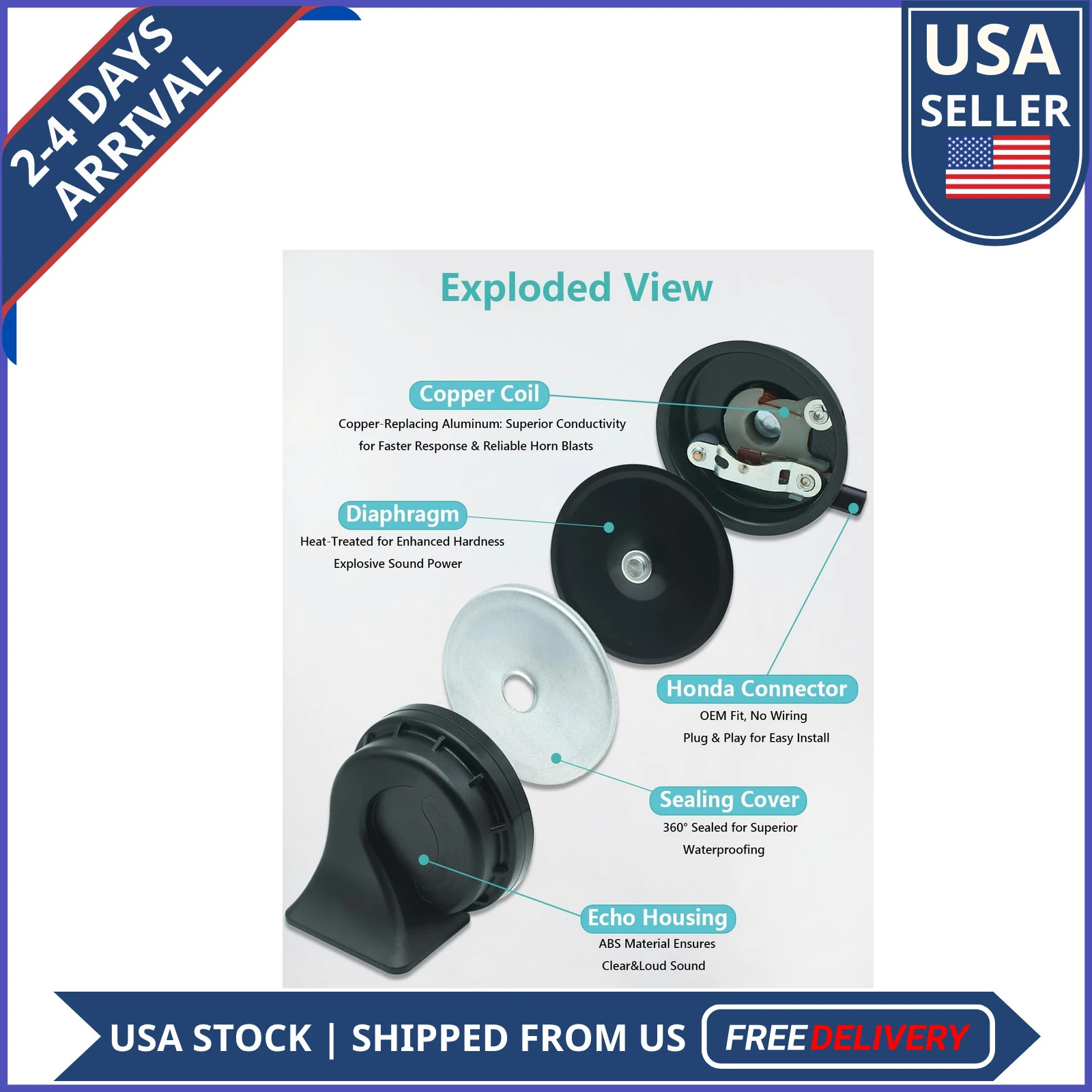 Dual Horn Upgrade Kit for Honda Civic Fit CR-Z Element Insight 1-Pin Harness