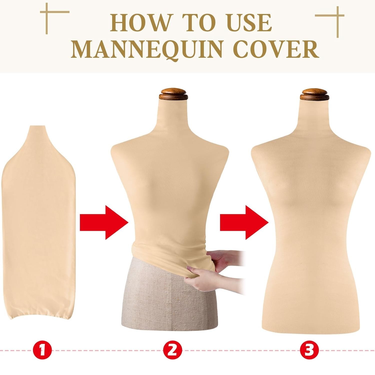 2 Pieces Soft Stretchy Fabric Cover for Upper Body Mannequin Display (Nude)