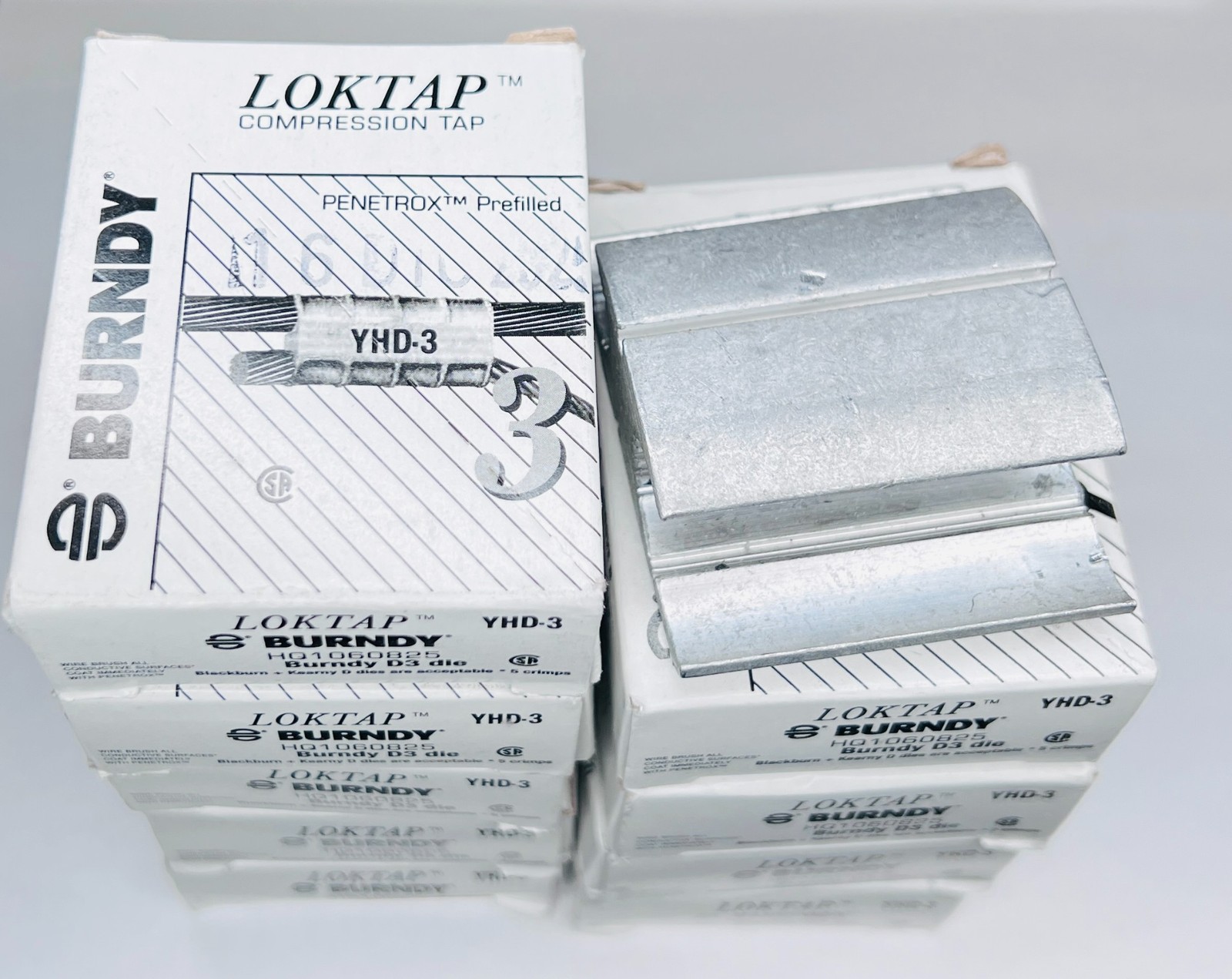 BURNDY YHD-3 LOKTAP Compression Line Tap Connector AL-AL or Al-Cu Lot of 10 Each
