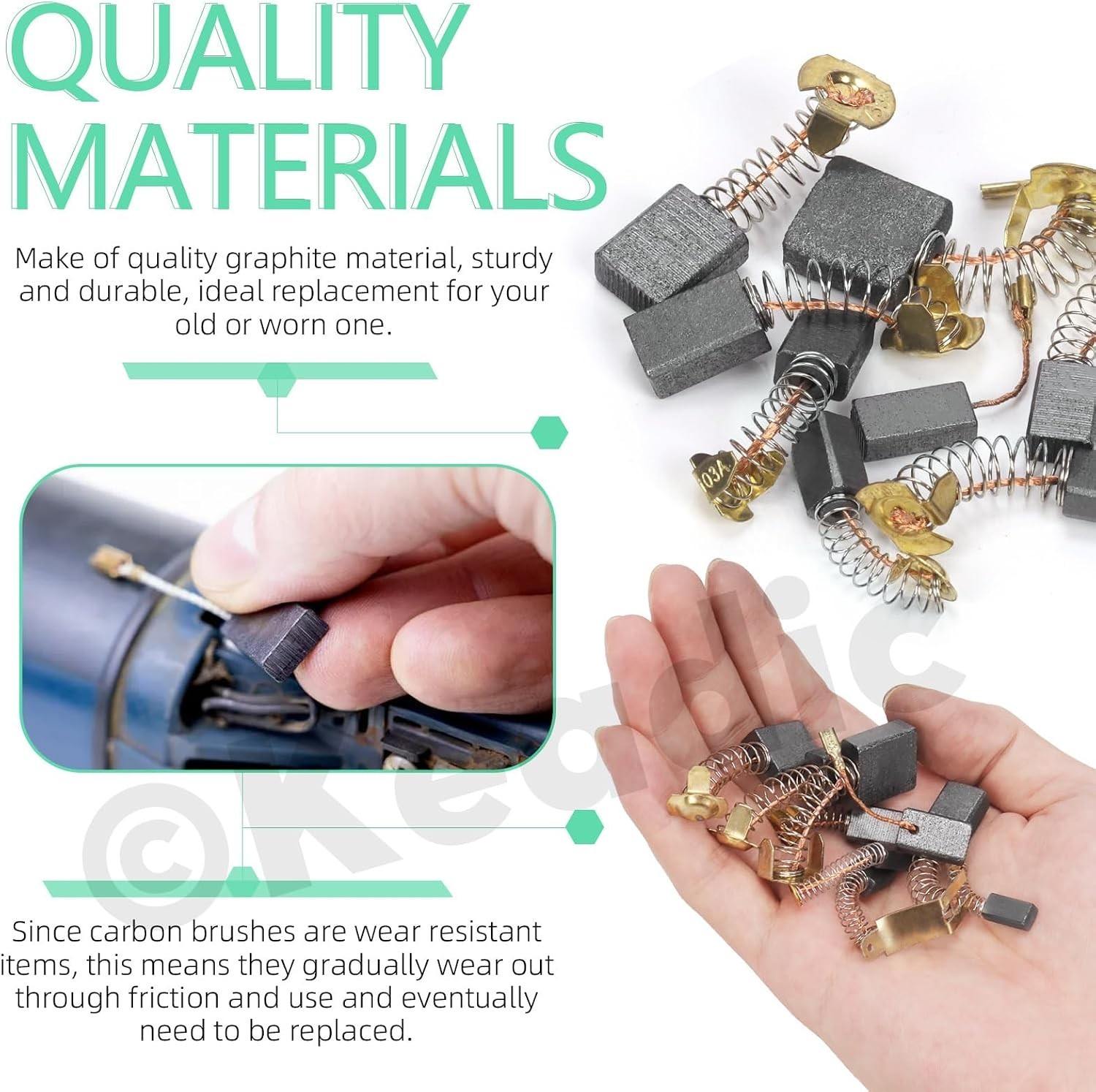«Electric Motor Carbon Brushes 40pcs Assortment, 10 Sizes Replacement Brush Kit»