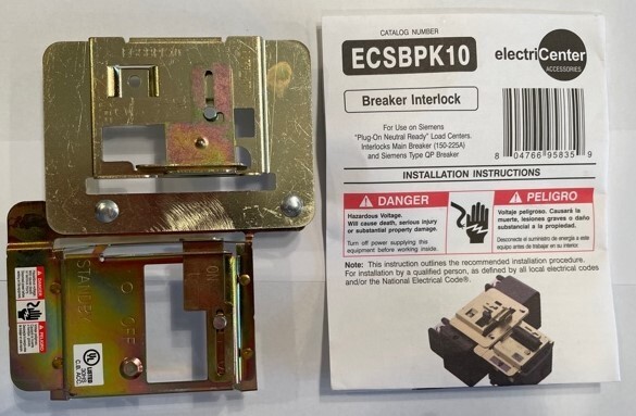Siemens Generator interlock ECSBPK10 200 Amp for Plug On Neutral Panel Post 2020