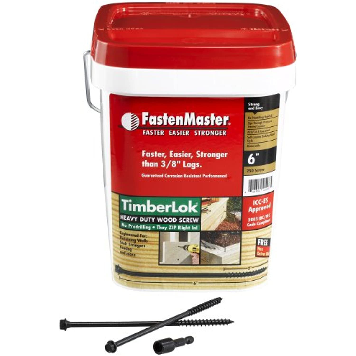 FastenMaster FMTLOK06-250 TimberLOK Heavy-Duty Wood Screw, 6 Inches, 250-Count,