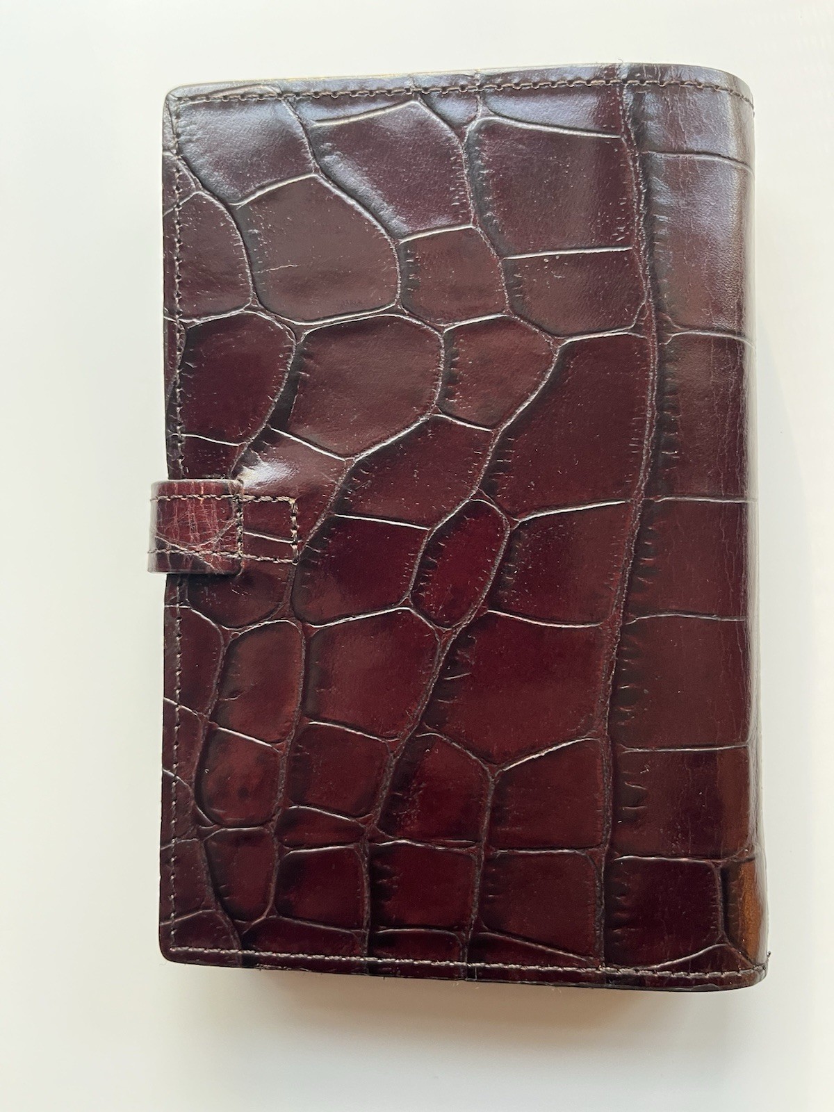 Vintage Mulberry Agenda Planner Mahogany Brown Croc/ Filofax Pocket Size/Krause