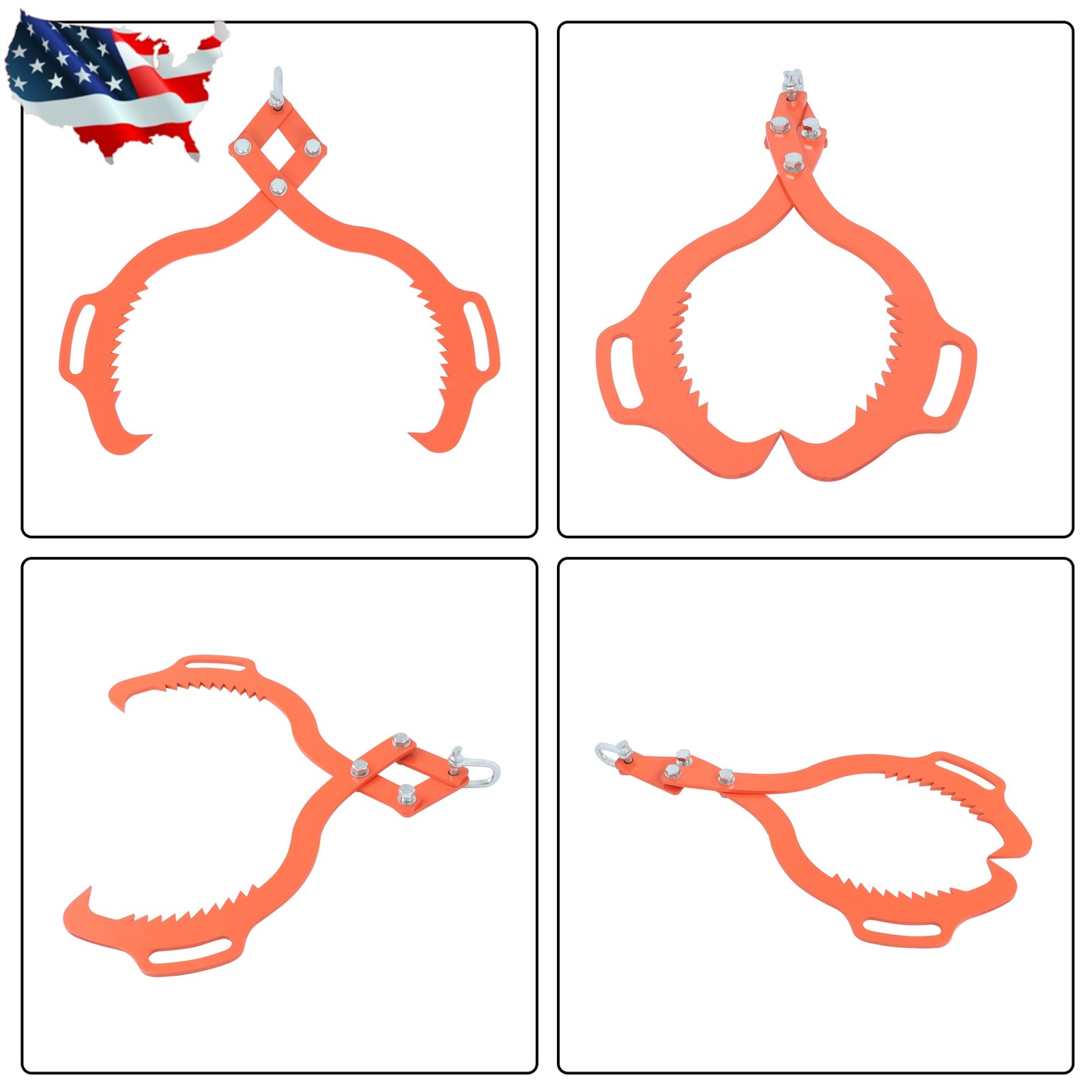 30in Log Lifting Tongs 2 Claws Timber Claw Hook Heavy Duty Grapple Timber Claw