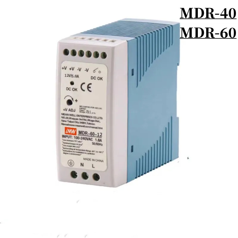 48V/24V/12V/5V Power Supply DIN Rail Power Supply Switch MDR-100W 20W 40W 60W 10