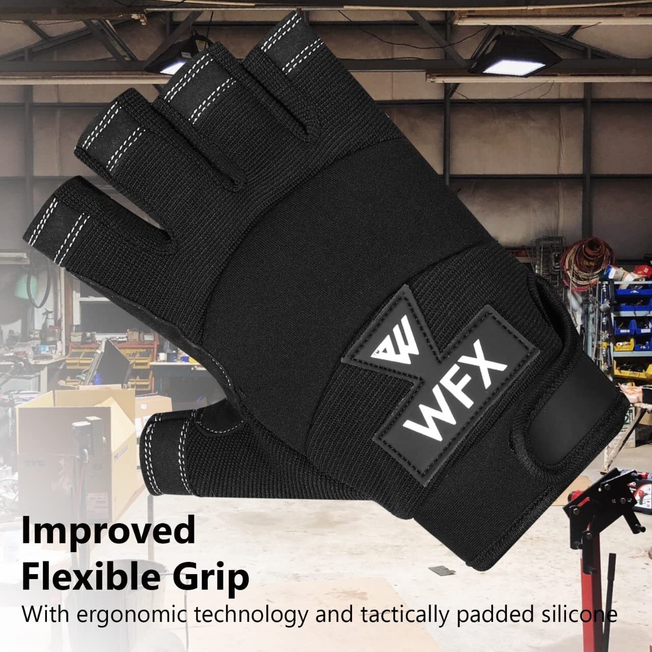 Tough Fingerless Performance Gloves Protection Work Gloves Padded Palm Halffinge