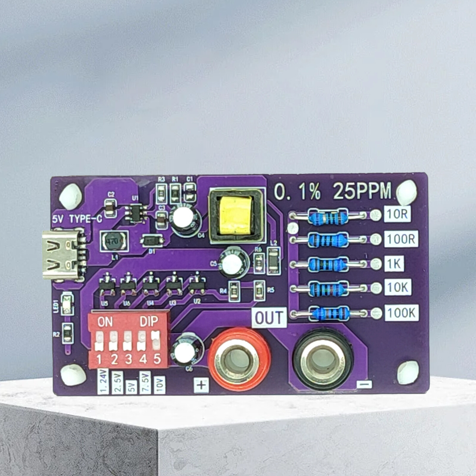 Precision Voltage Reference Module 5-Channels 5 Levels Resistors of Calibratio
