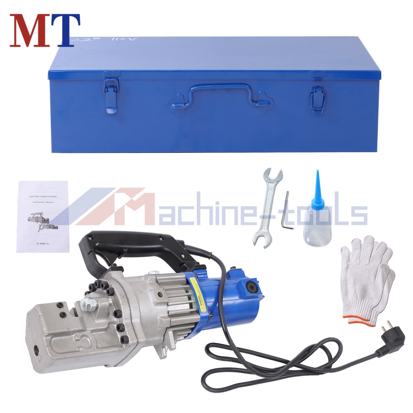 Heavy-Duty Rebar Cutter RC-20 1250W Motor 3/4» Max Cut Metal Storage Box