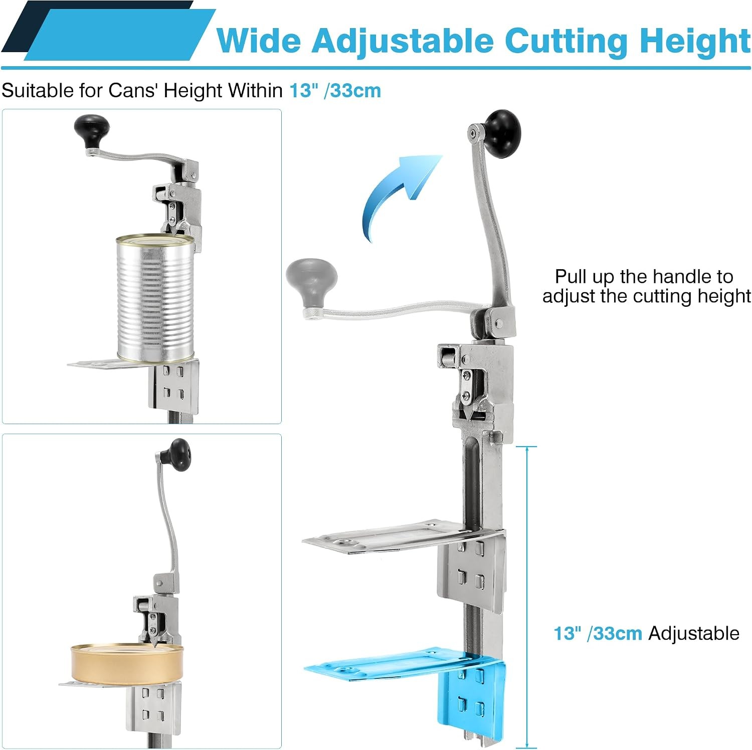 Commercial Can Opener for Restaurant, 19”/48Cm Heavy Duty Table Mount Manual Can