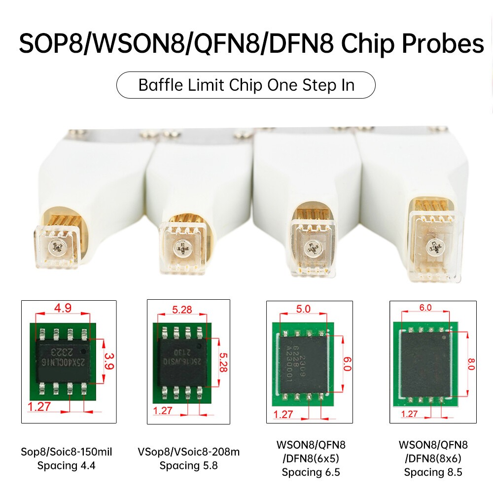 For Program SOP8/WSON8/QDFN8 SPI Adapter Clip Pin Flash on Chip Read＆Write Probe