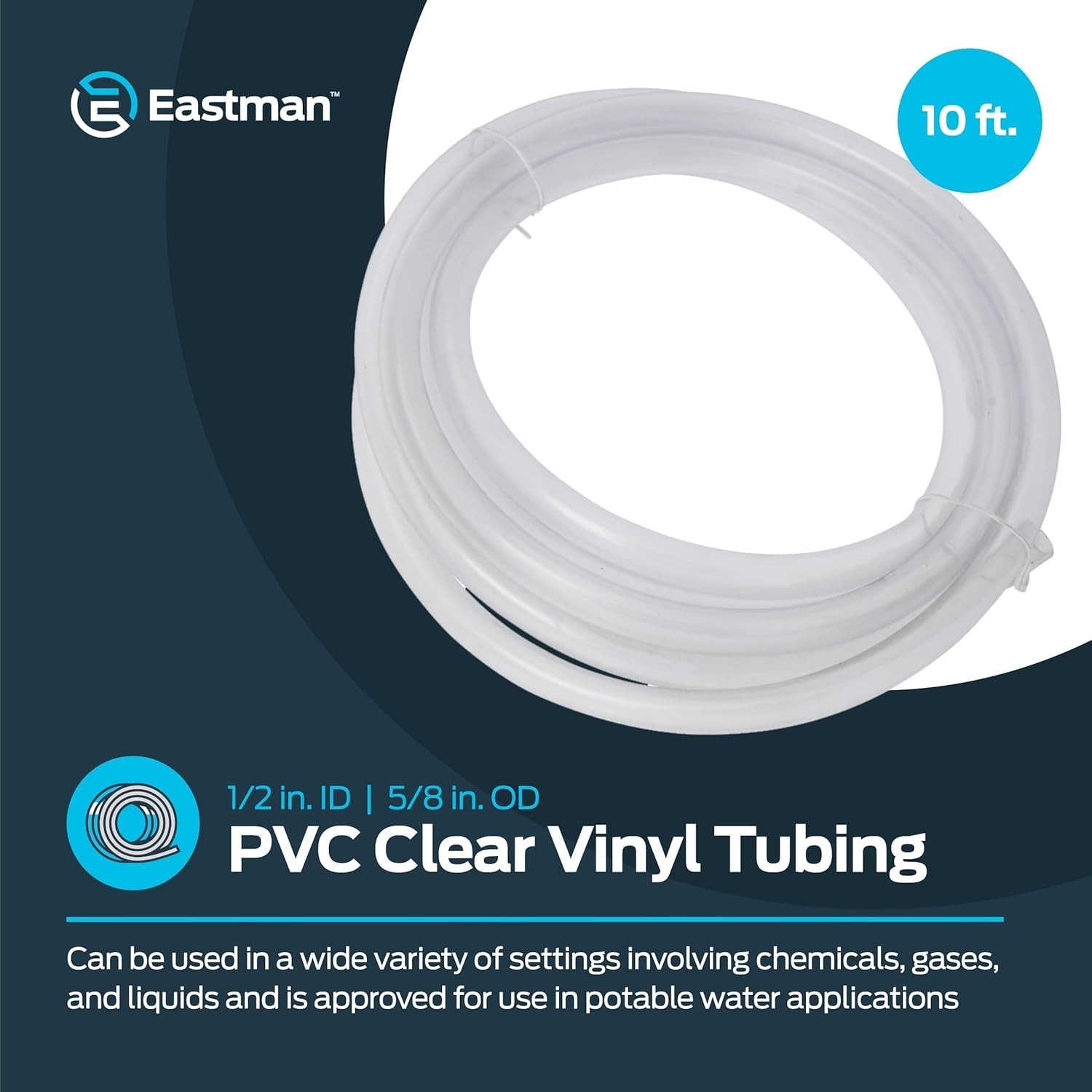 Multi-Purpose 10ft Clear PVC Tubing 1/2” ID 5/8” OD – Ideal for Aquariums