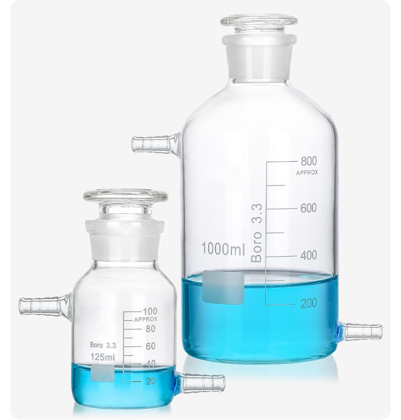 Borosilicate Reagent Flask 60ml-5000ml, Transparent Sample Bottle, Dual Nozzles