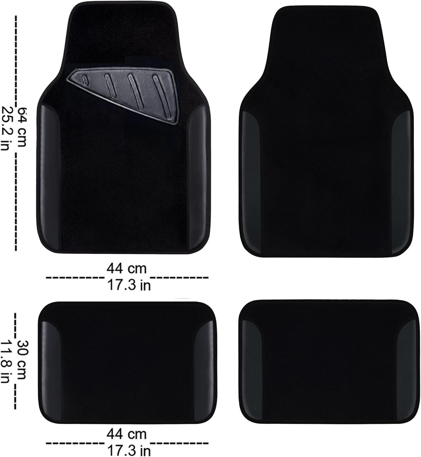 CAR PASS Waterproof Universal Fit Car Floor Mats, Faux Leather Car Carpet Mats,