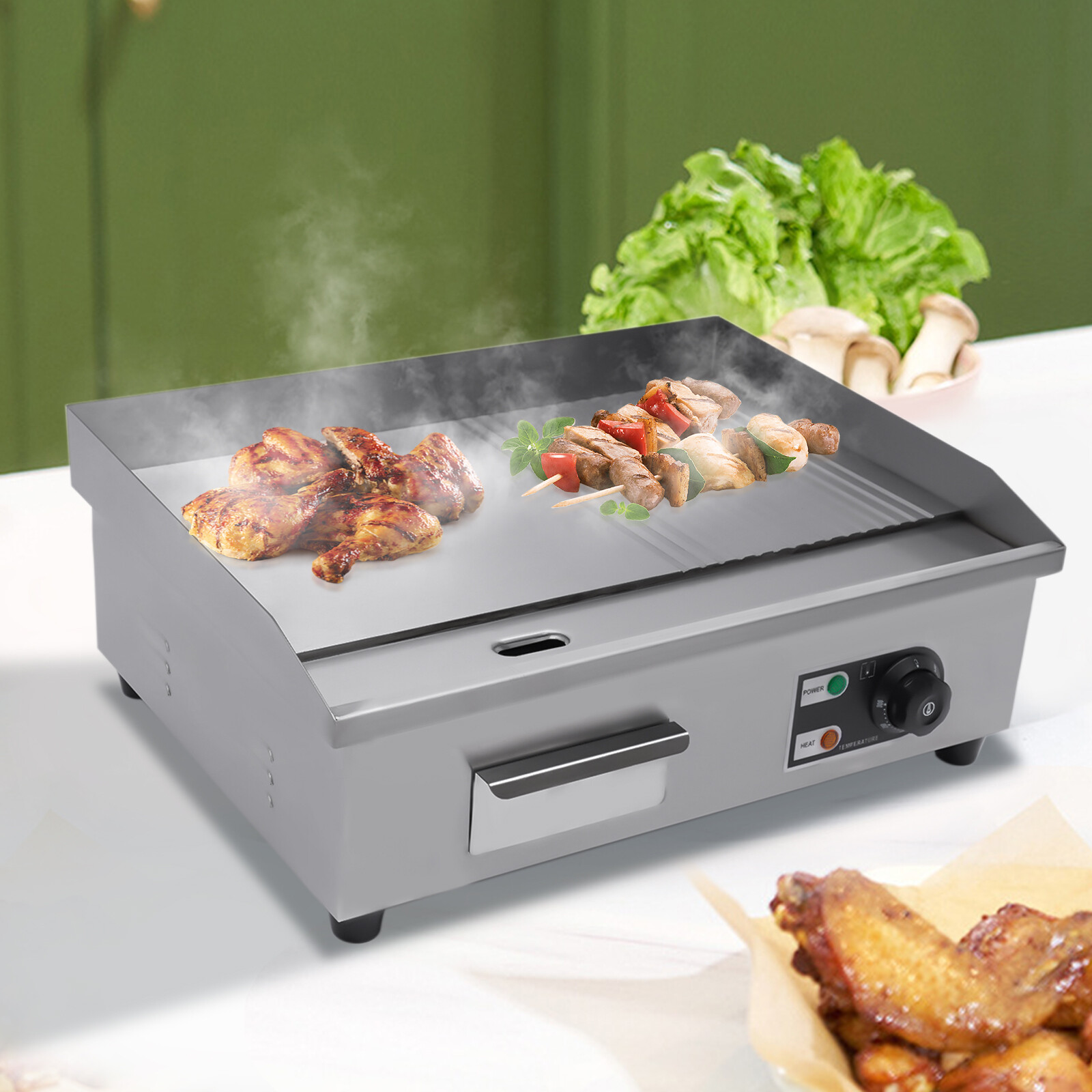 22″ Commercial Electric Tabletop Griddle Flat Top Grill Hot Plate BBQ 1600W