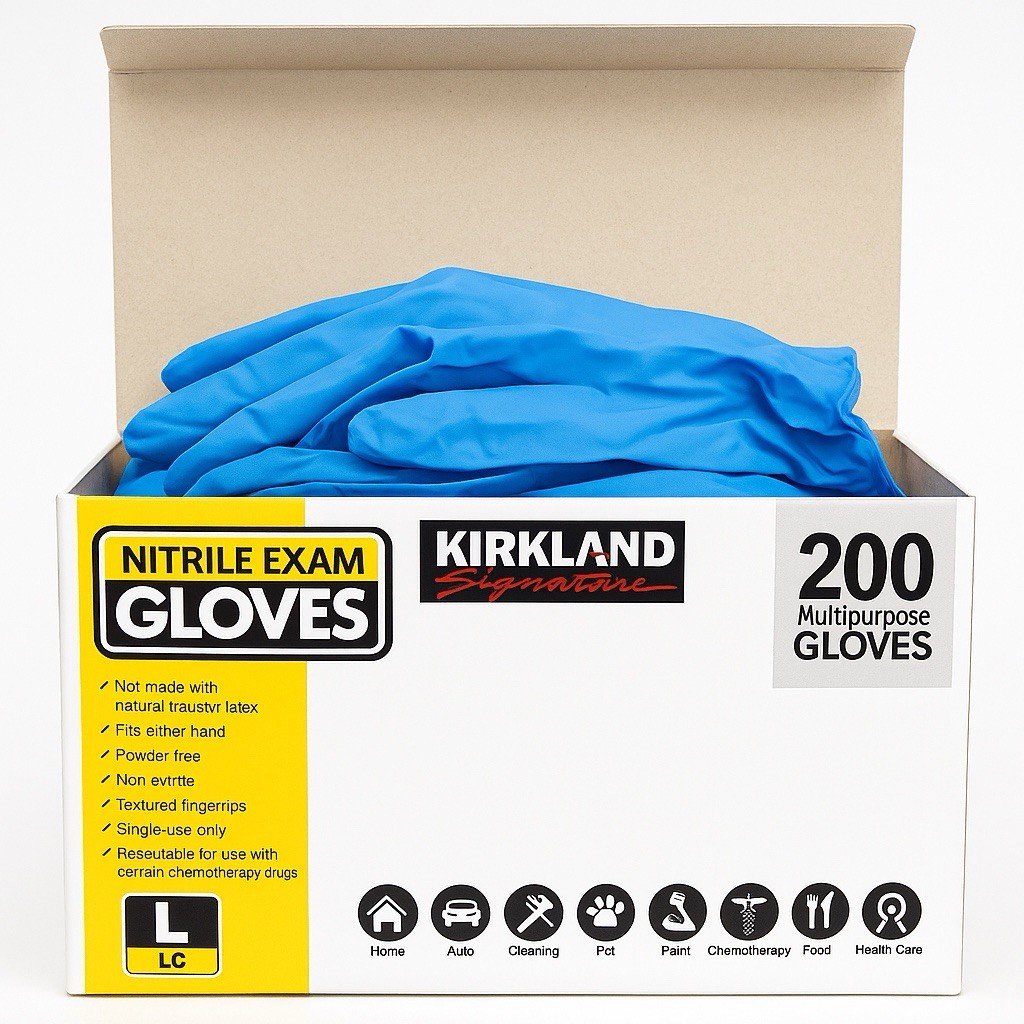 Kirkland Signature Nitrile Exam Gloves Large Powder-Free Latex-Free – 400 Count
