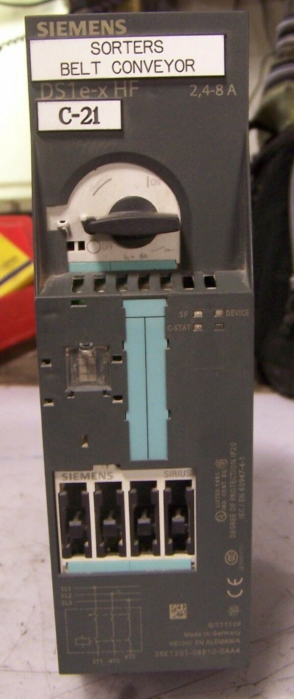 SIEMENS DS1E-X HF COMPACT MOTOR STARTER 2.4-8 AMP 3RV1321-1HH10