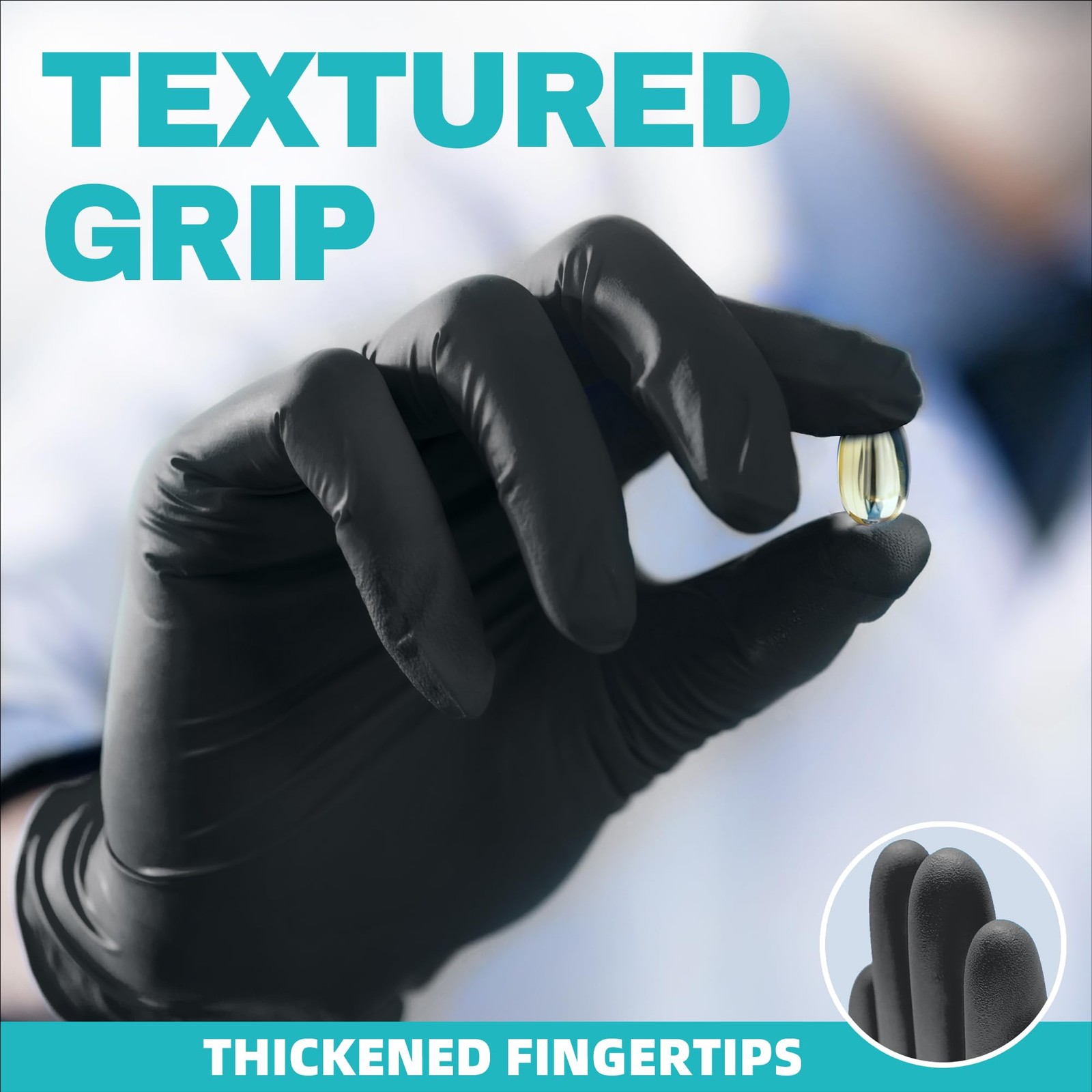 Black Nitrile Exam Gloves, 4.0 Mil, 100 Pcs Disposable Gloves Powder-free