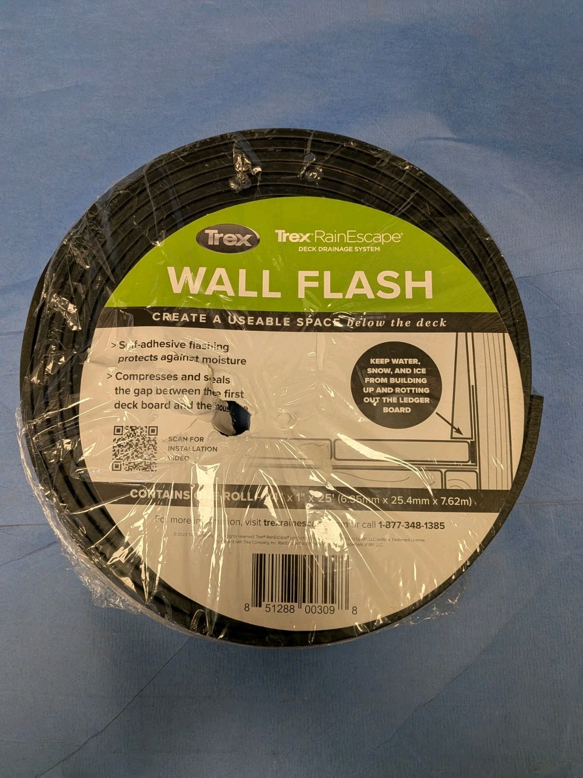 New Trex RainEscape Wall Flash 1″ x 1/4″ x 25′, Distressed Packaging. Free Ship.
