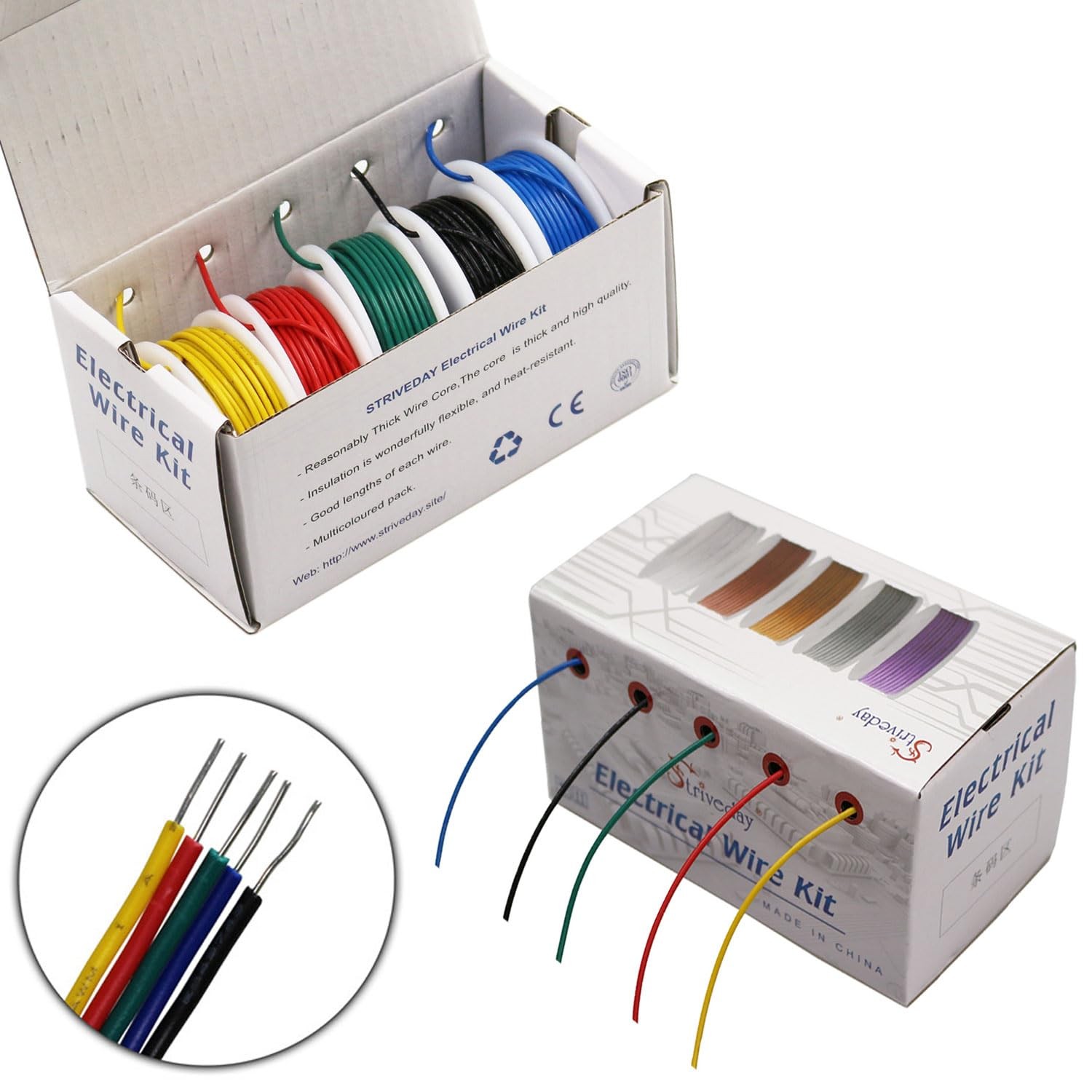 20 AWG Gauge Hook Up Wire Kit – 5 Colors 19.6ft Each, Tinned Copper PVC Solid…