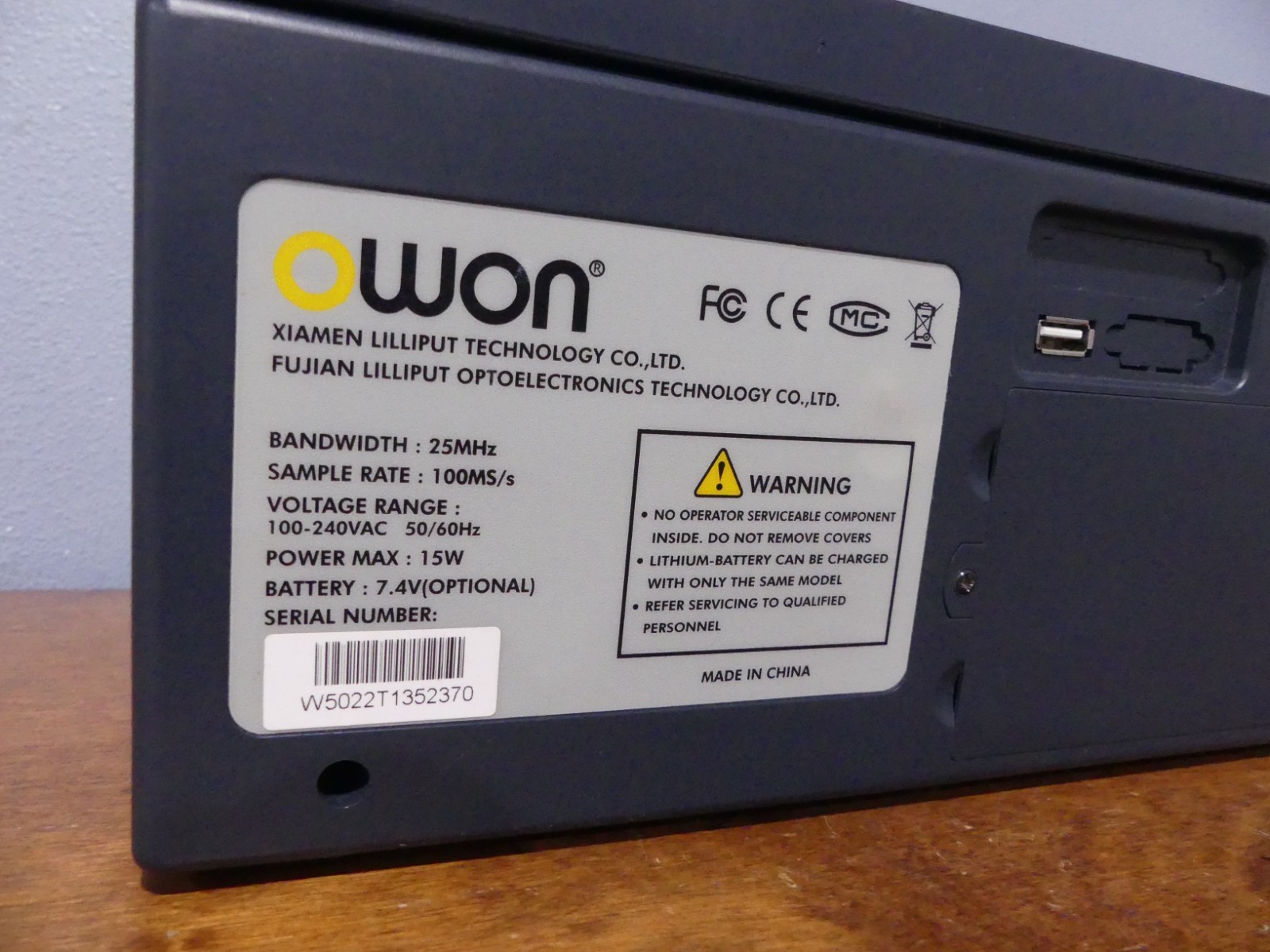 OWON PDS5022T Model 2 Channel 25MHz Digital Oscilloscope Color LCD Screen