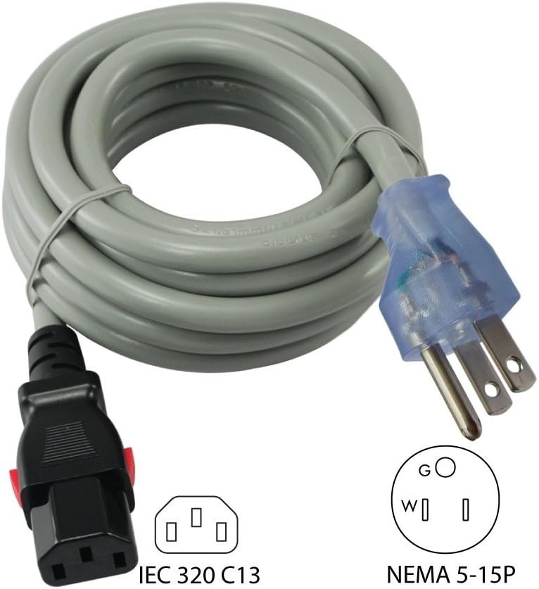 Conntek 8F515LC13 8-Ft 13-Amp U.S 3-Prong Plug Power Supply Cord with Push Lock