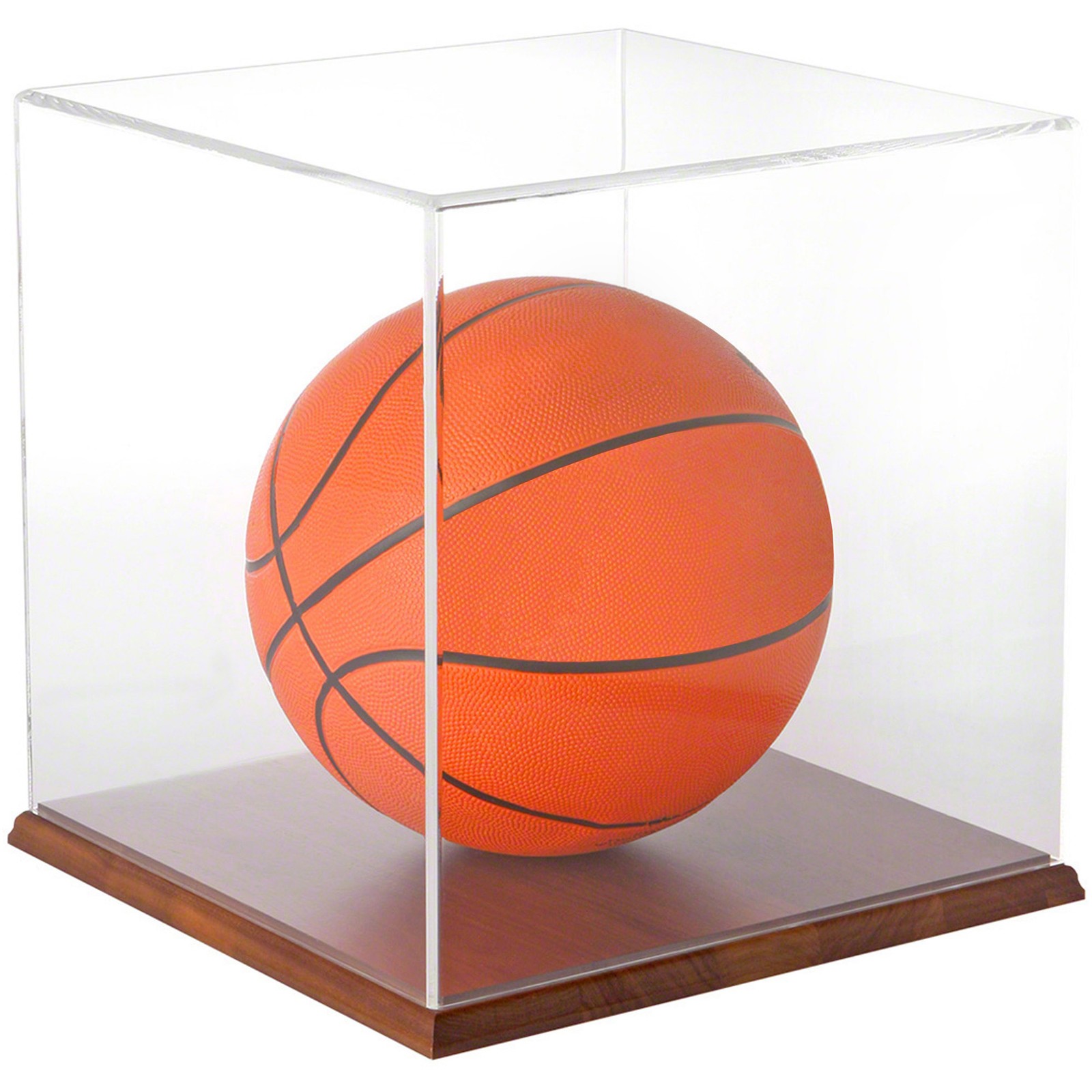 Plymor Clear Acrylic Display Case with Hardwood Base, 12″ x 12″ x 12″