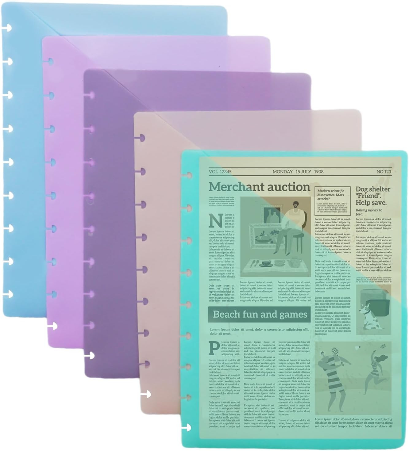 Discbound Classic Notebook with Pockets & 5 Plastic Index Dividers, 7×9.25