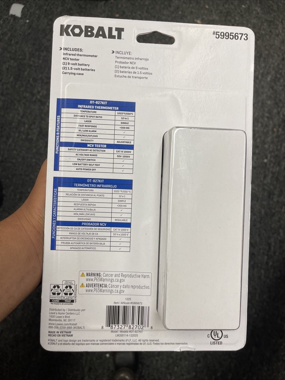 Kobalt Infared Thermometer w/ NCV Tester #5995673 2 PC Kit Free US Shipping