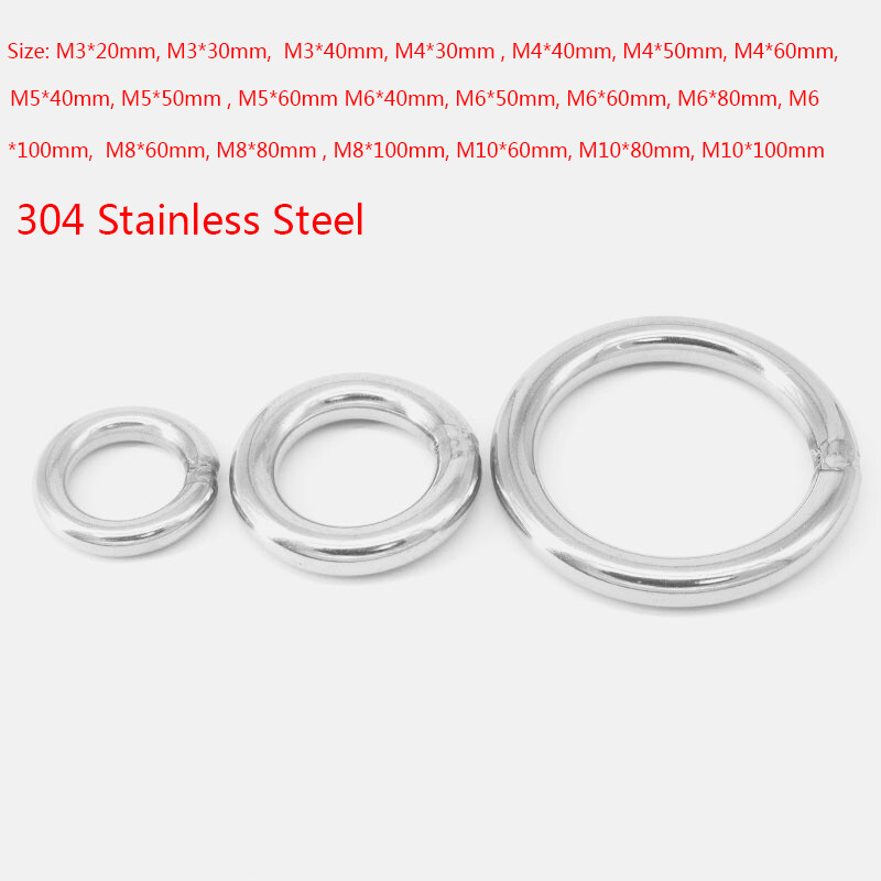 304 Stainless Steel Round Rings Solid Welded Metal O Ring 20mm 30mm 40mm – 100mm