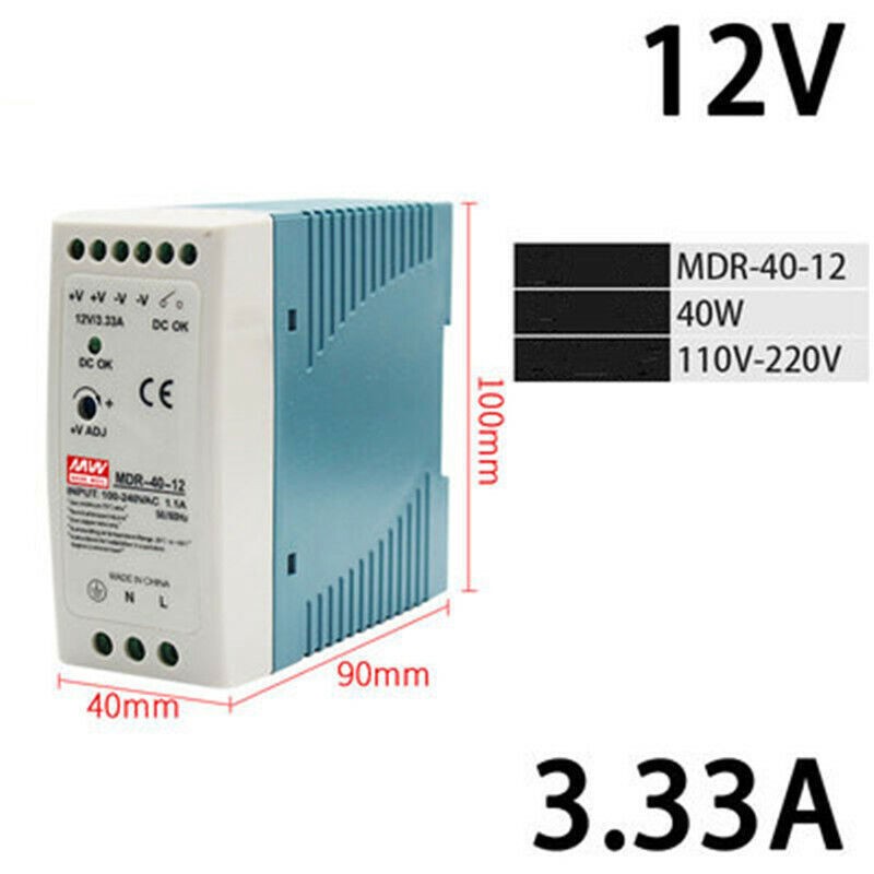 MDR-40-24 40W 24V 1.7A Single Output DIN Rail Mount AC/DC Switch Power Supply