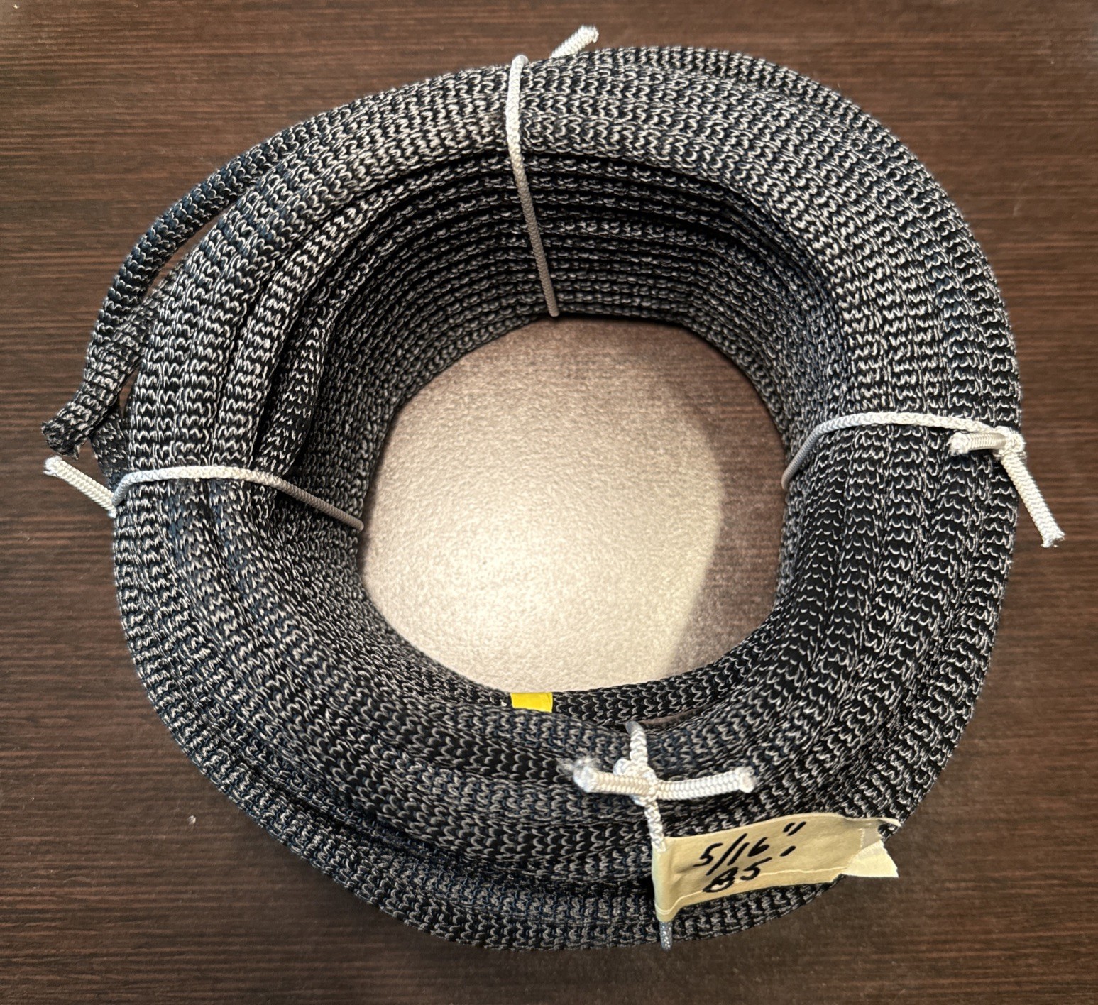 3/8″ x 100′ Black Polyester / Dacron Cord Low Stretch & UV Resistant Made USA