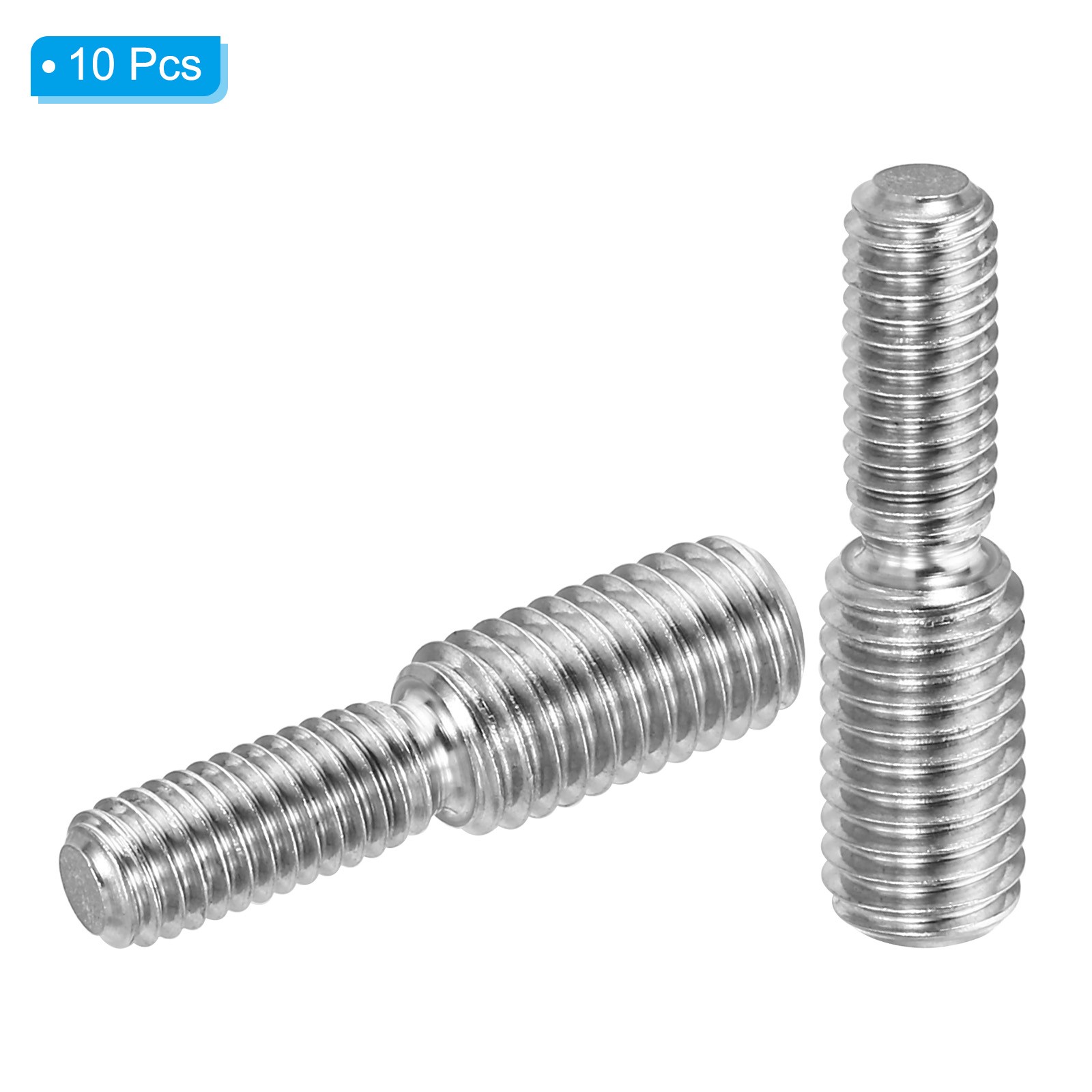 10 Set M6x1 to M8x1.25 Double End Threaded Stud Screw Bolt 304 Stainless Steel