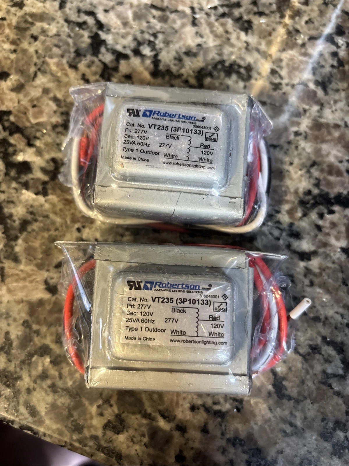 (New) 3 Pack -Robertson VT235 (3P10133) Step Down Transformers 277v To 120v